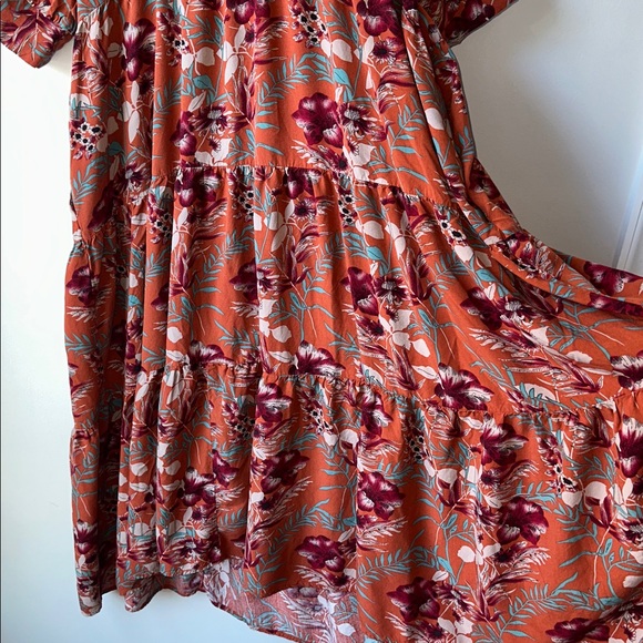 Natural Life Rebecca Midi Dress Terracotta Floral Pattern Size Large - Picture 10 of 14